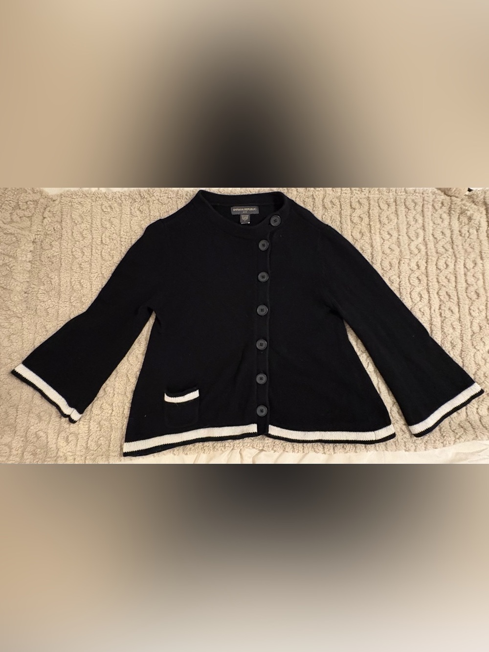 Banana Republic Black Button-Front Women's Sweater with White Trim